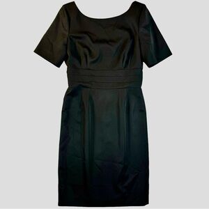 JCREW Blue Label Crew Neck Wool Midi Dress Black Low Back Womens Size 6